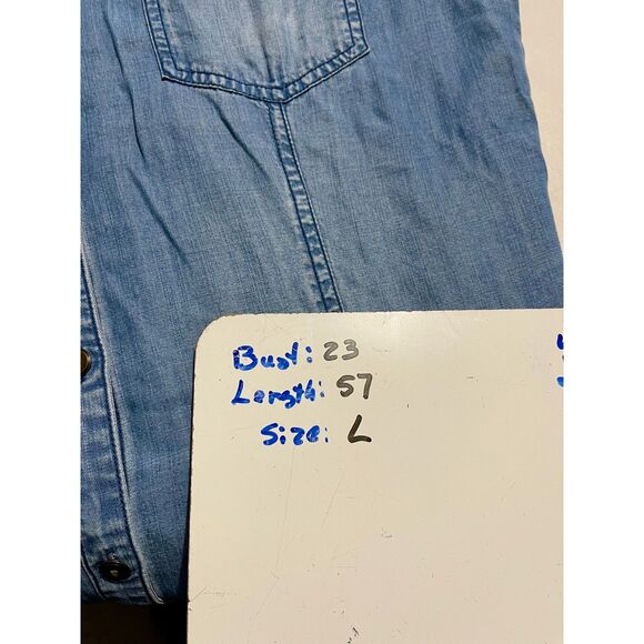 Chicos chambray shirt maxi dress medium wash blue classic casual western women L - Picture 6 of 6